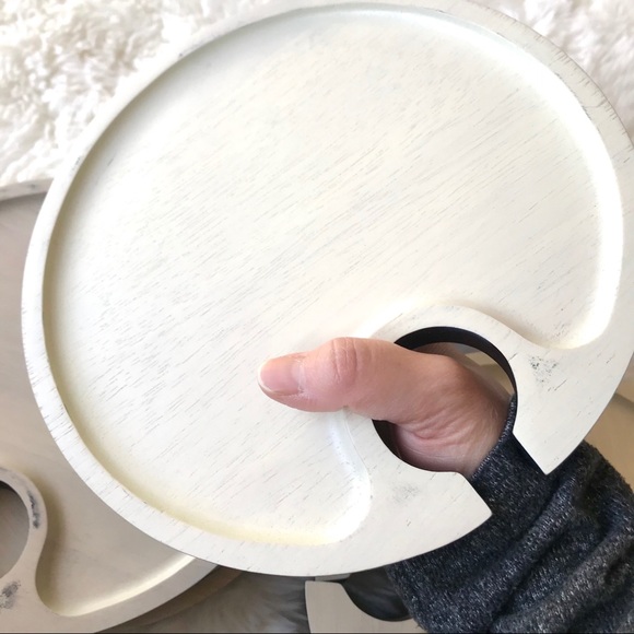 2-Tone Round Wooden Party Plates - Set of 12 - Picture 4 of 7